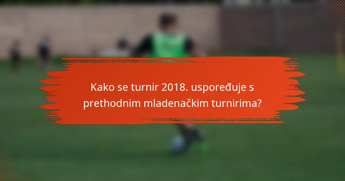 Kako se turnir 2018. uspoređuje s prethodnim mladenačkim turnirima?