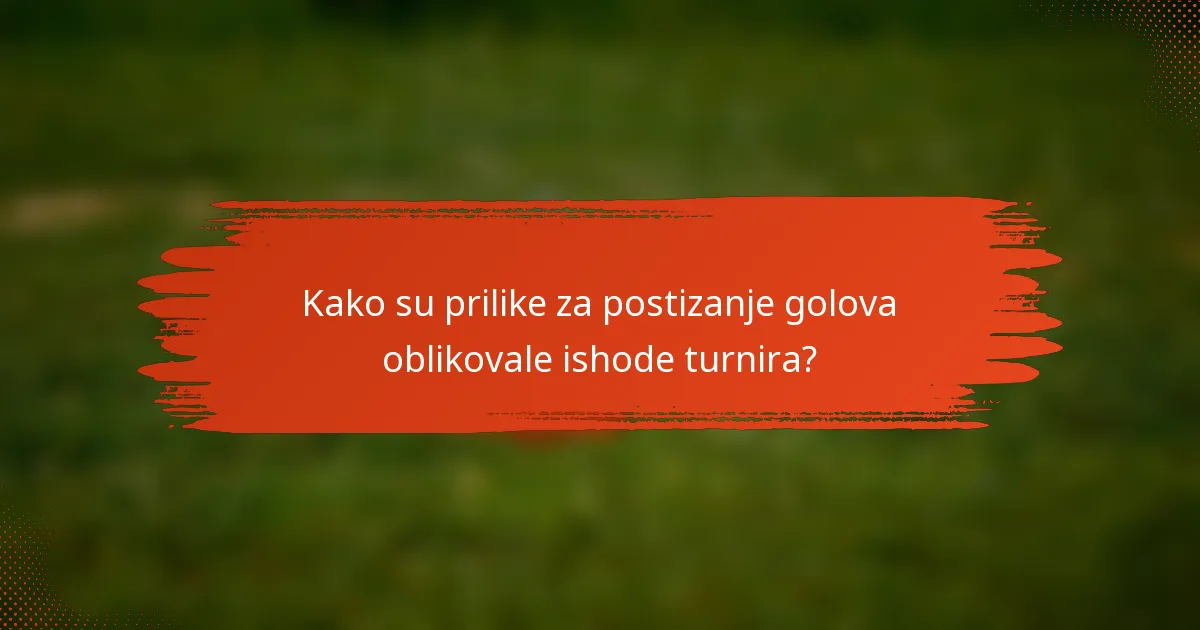 Kako su prilike za postizanje golova oblikovale ishode turnira?