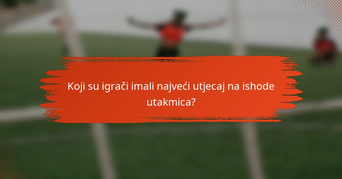 Koji su igrači imali najveći utjecaj na ishode utakmica?